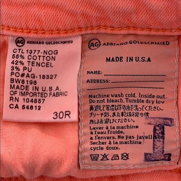 AG The Stevie Ankle slim neon coral straight jeans - Picture 7 of 7